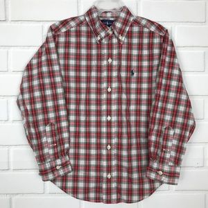 Ralph Lauren Boys Red Plaid Holiday Shirt 6
